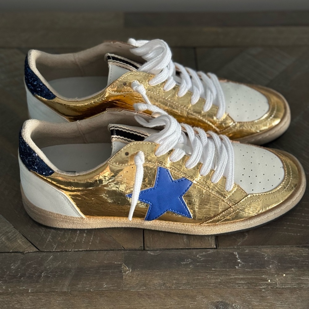 Gold & Blue Glitter ShuShop Sneakers